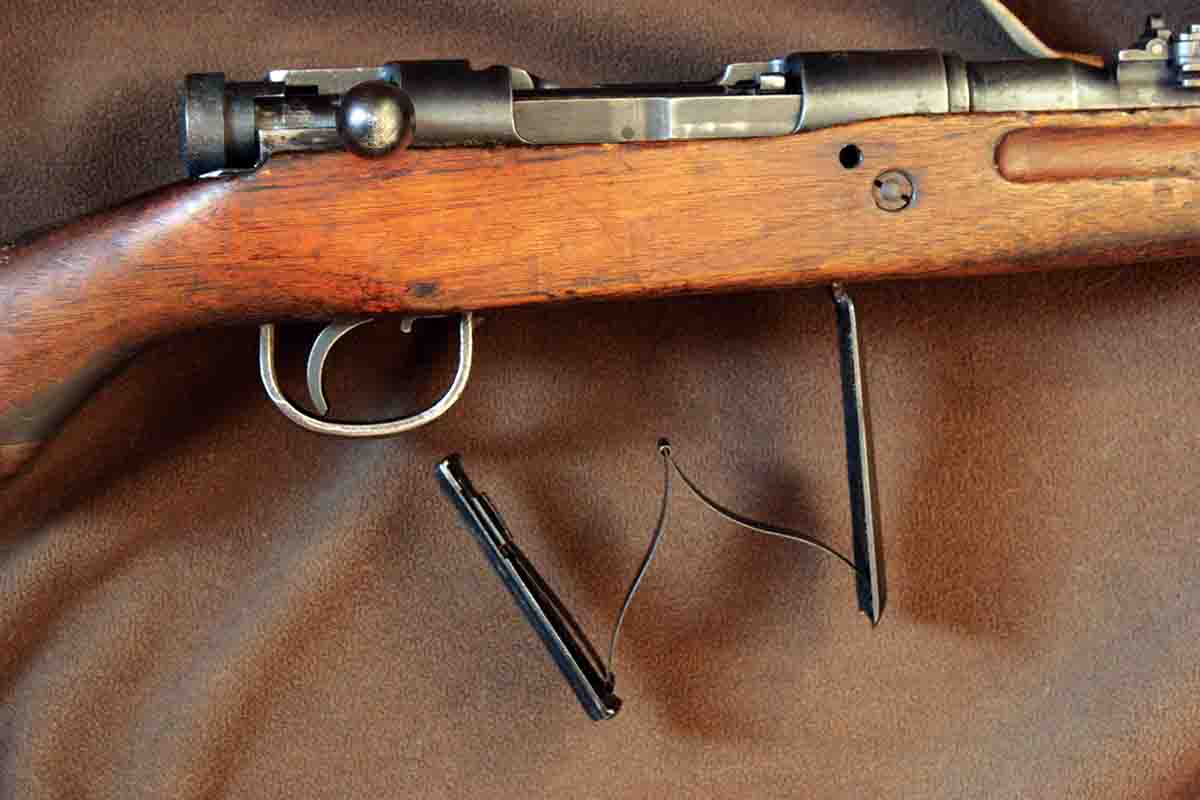 The Type 99 Arisaka rifle is one of the few military bolt actions from the early twentieth-century that features a hinged floorplate.